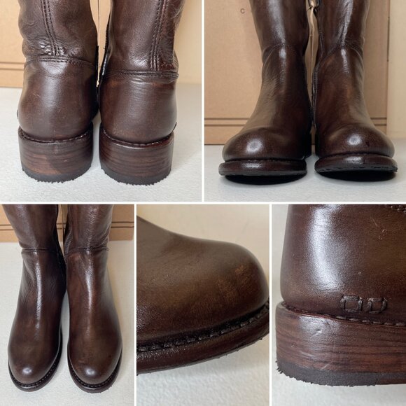 BED STU Manchester Distressed Brown Leather Tall Riding Boots BedStu Size 6.5 - Picture 10 of 16